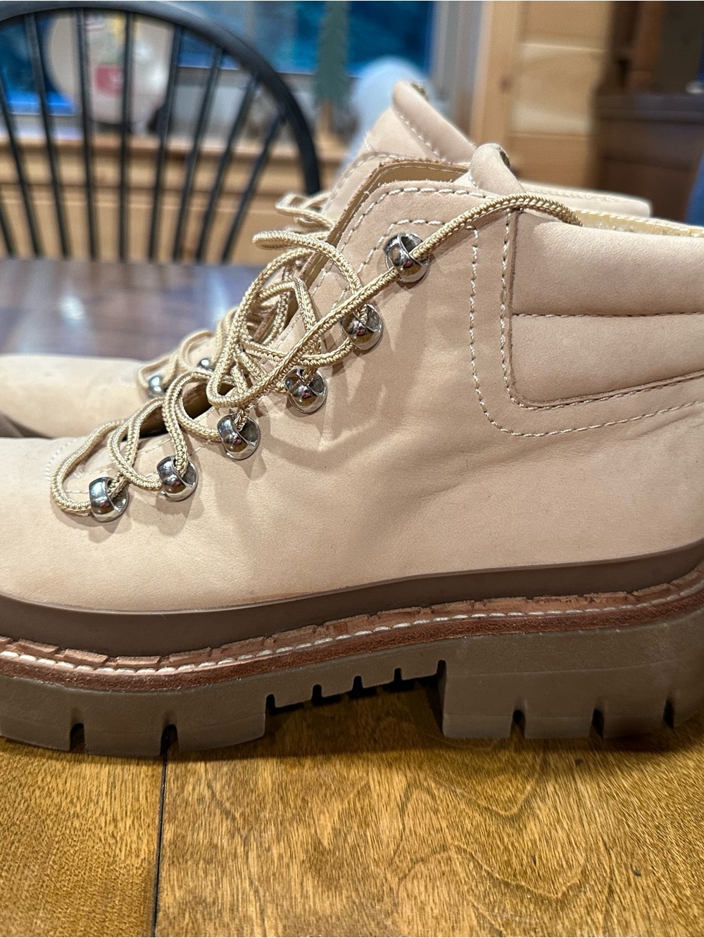 Women’s Marc Fisher Neutral Beige Lace-Up Hiking Boot